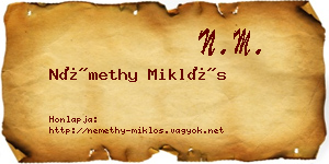 Némethy Miklós névjegykártya