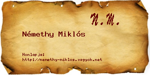 Némethy Miklós névjegykártya